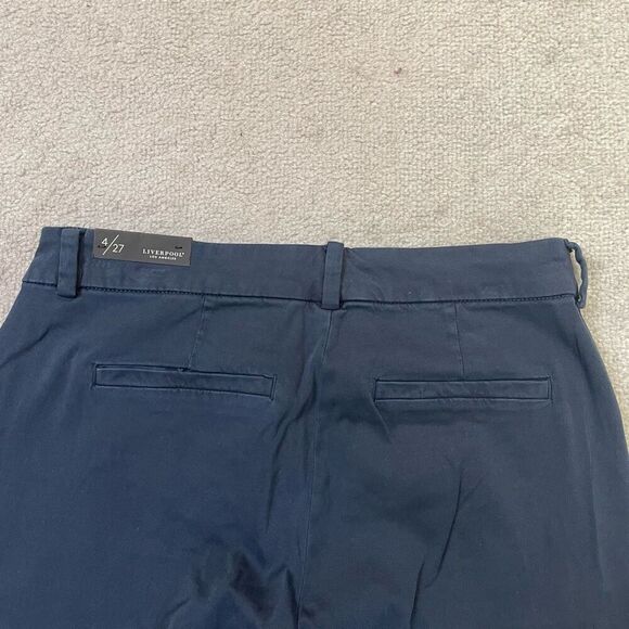 NWT Liverpool Womens Flat Front Straight Leg Chino Trouser Pants Navy Size 4/27 - Picture 5 of 7
